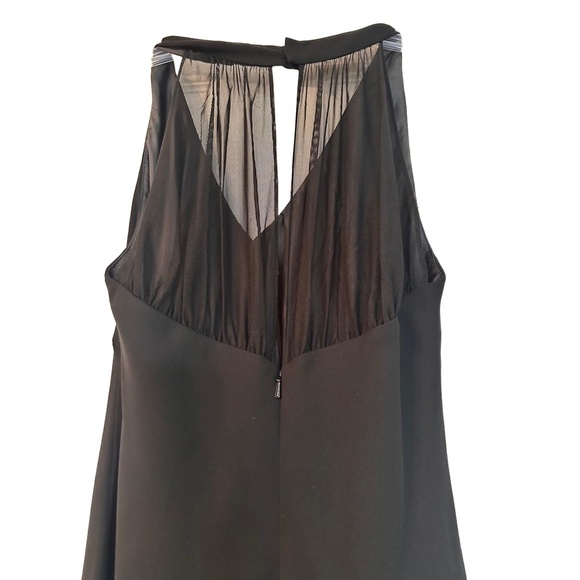 JONES WEAR Maxi Dress Womens Size 10 Black V Neck Sheer Back Gathered Chic - Picture 6 of 8